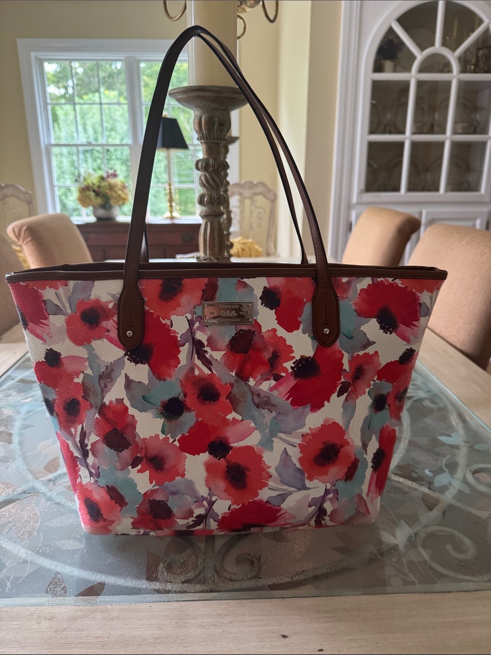 Lauren Ralph Lauren Floral Coated Canvas Tote